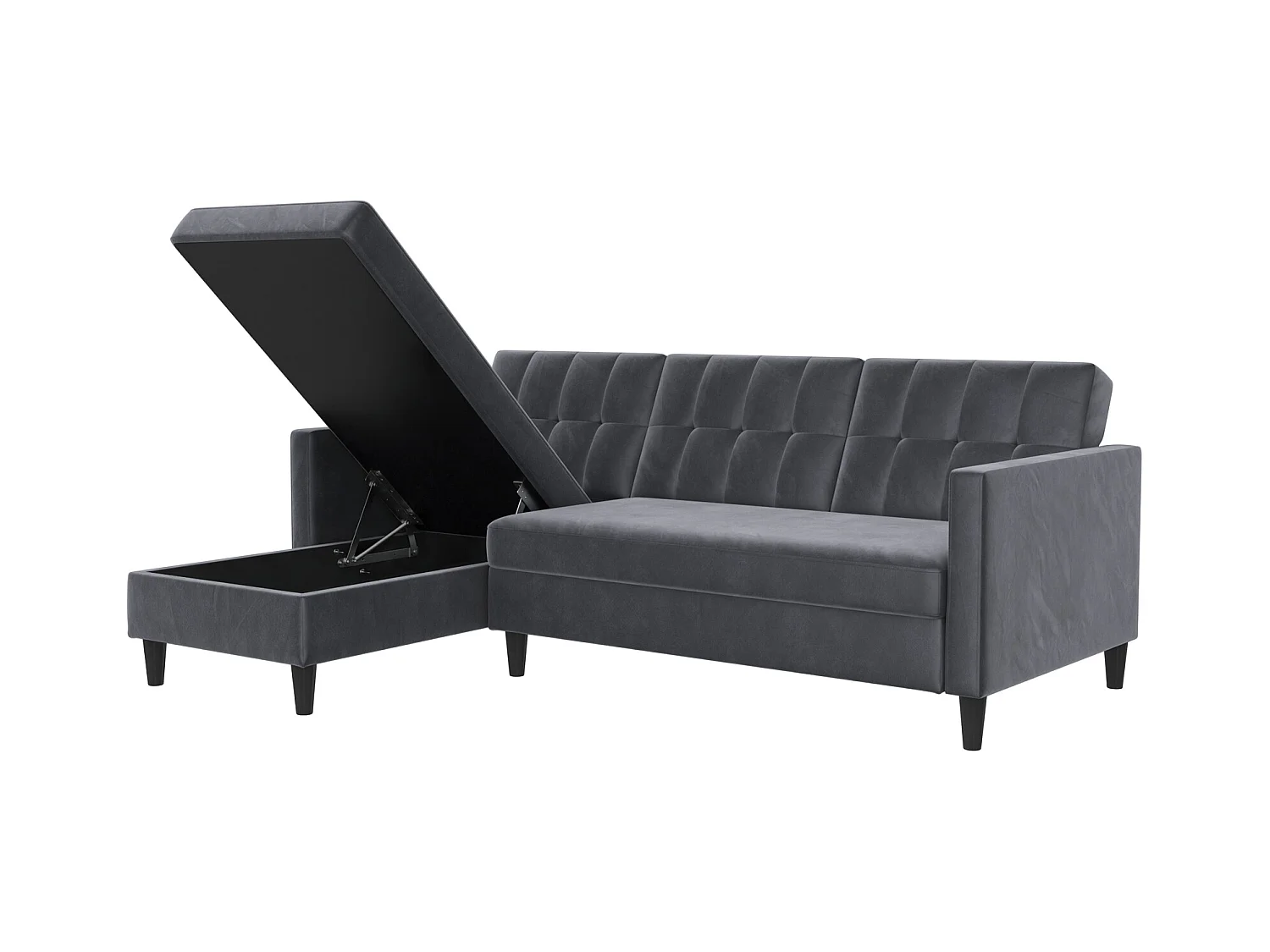 3-zits hoekbank in antraciet fluweel