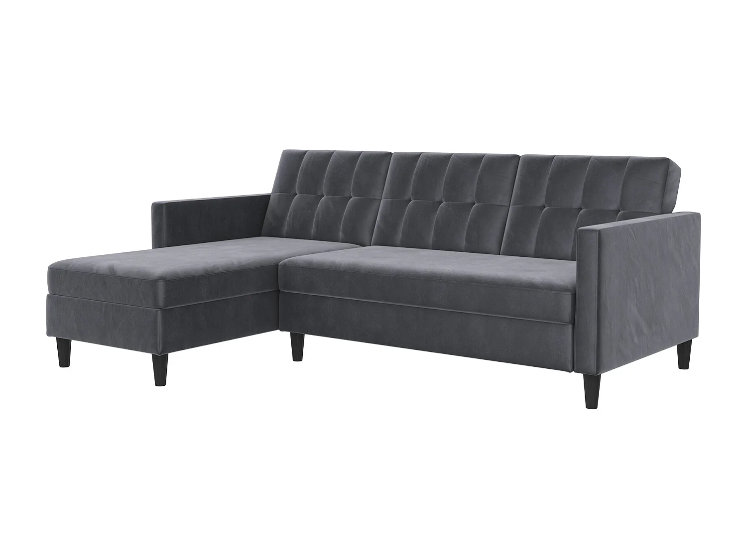 Hartford | Canapé lit 3 places avec méridienne en velours anthracite