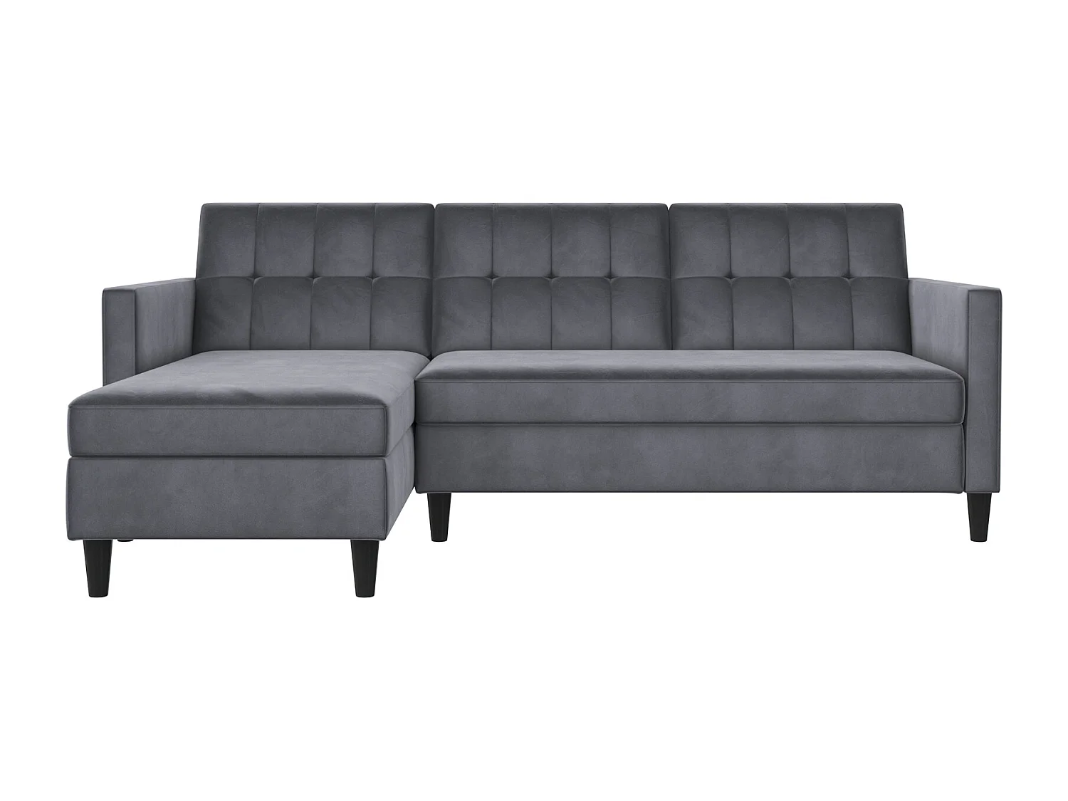 Hartford | Canapé lit 3 places avec méridienne en velours anthracite