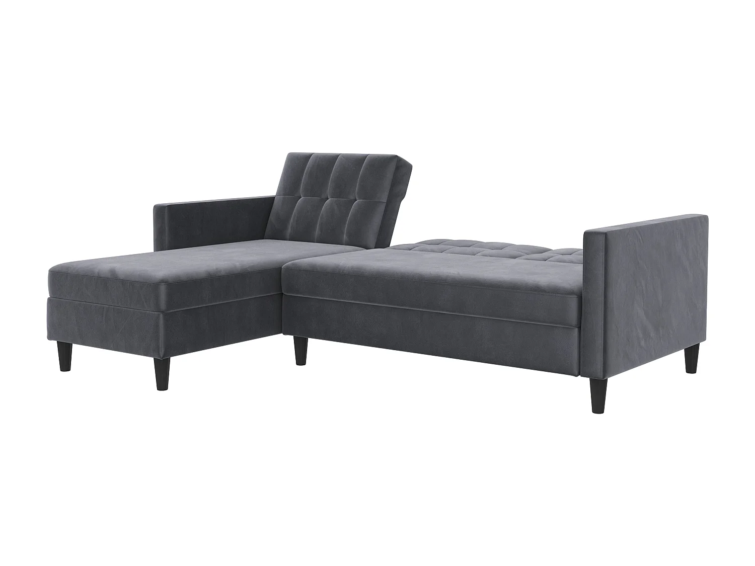 Hartford | Canapé lit 3 places avec méridienne en velours anthracite