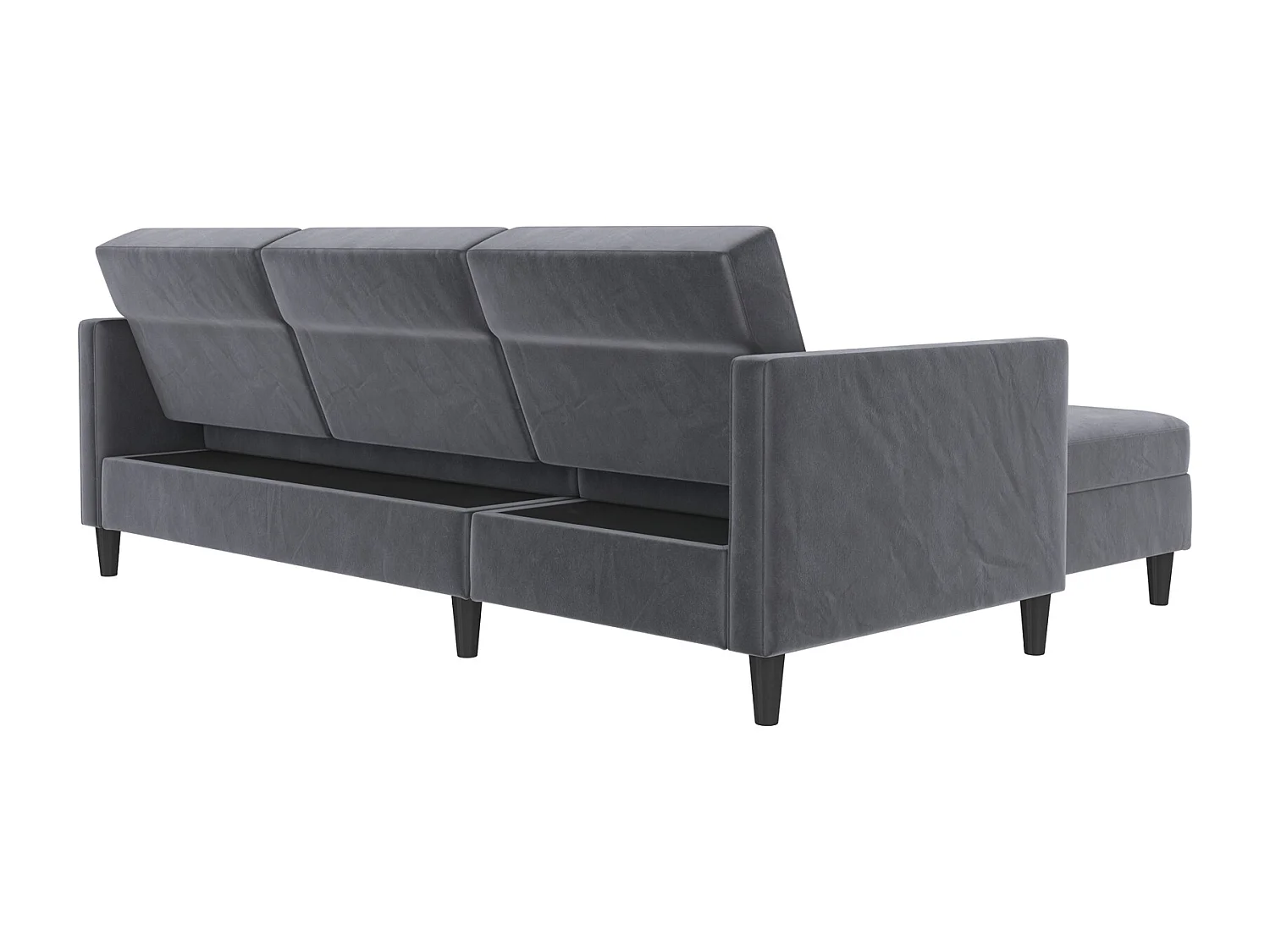 Hartford | Canapé lit 3 places avec méridienne en velours anthracite