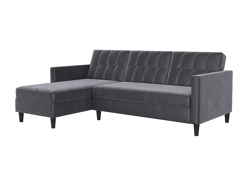 Hartford | Canapé lit 3 places avec méridienne en velours anthracite