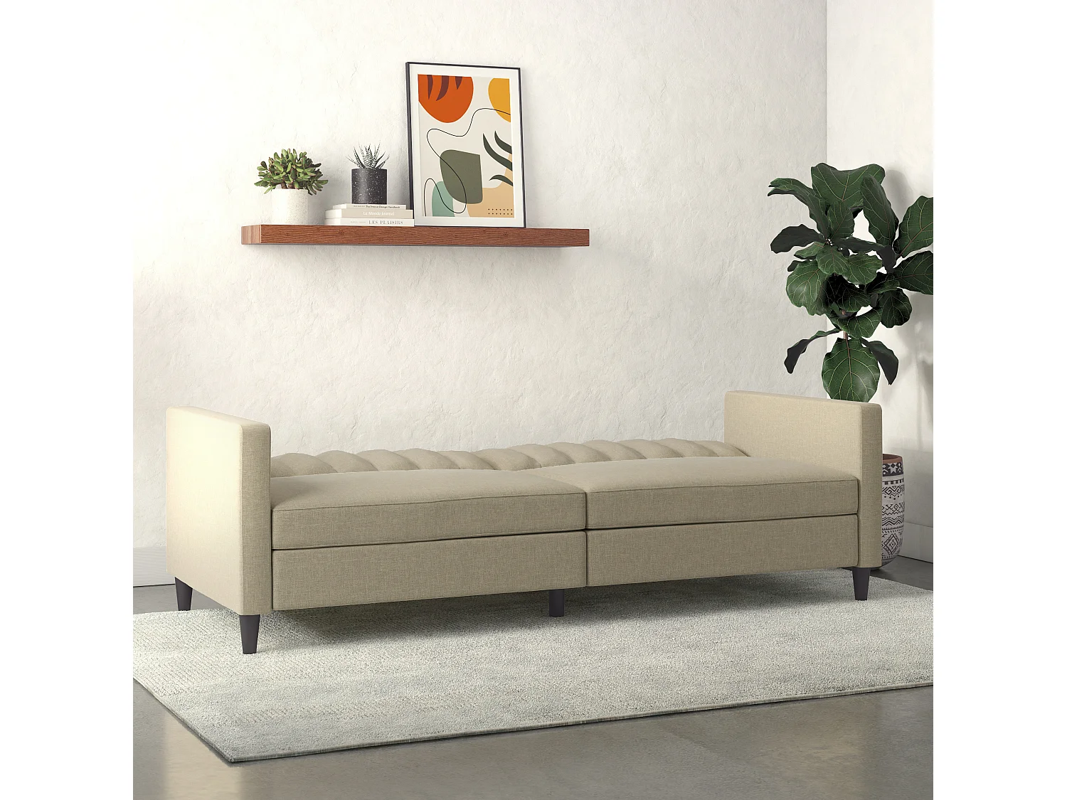 Celine | Canapé-lit 3 places en lin cappuchino