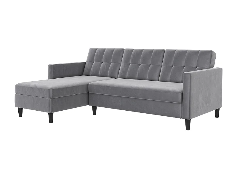 3-zits hoekbank in grijs fluweel