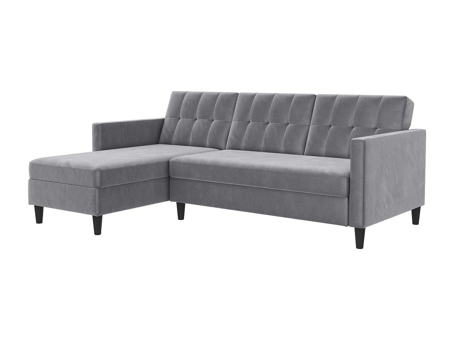 3-zits hoekbank in grijs fluweel