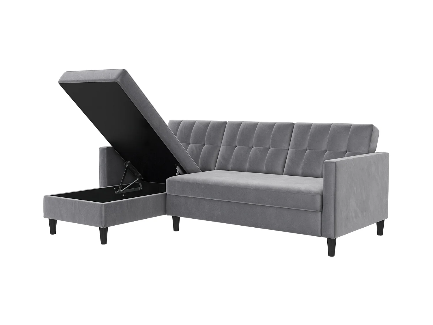 3-zits hoekbank in grijs fluweel