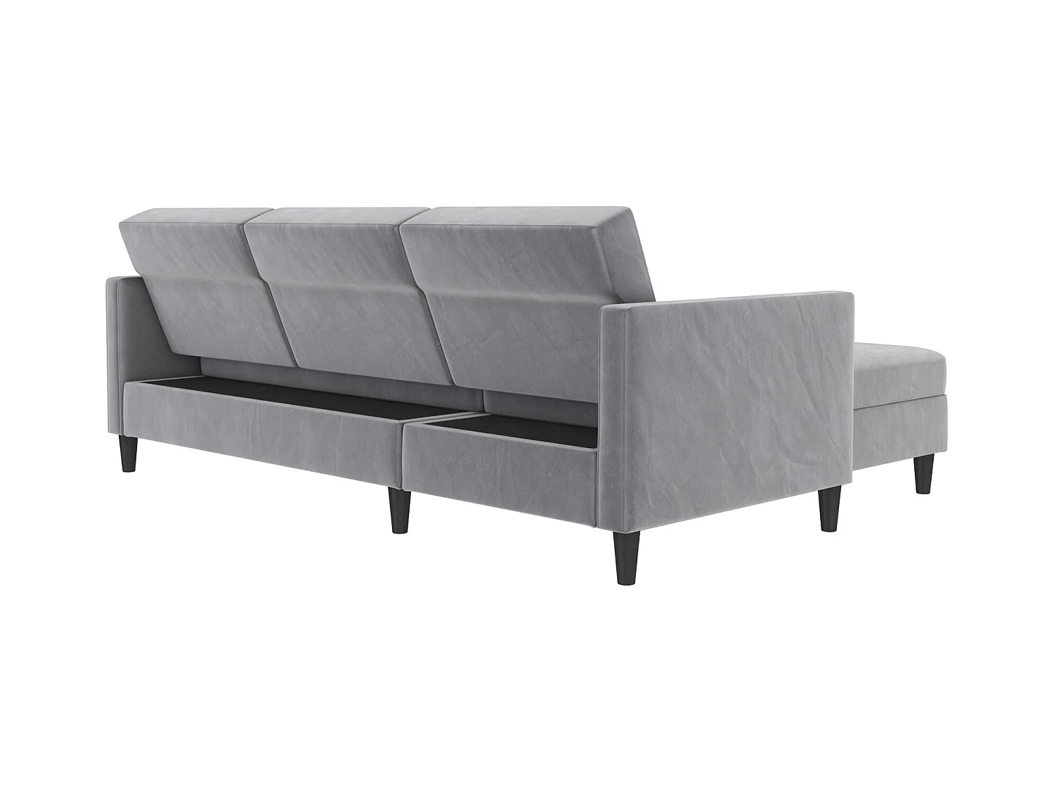 3-zits hoekbank in grijs fluweel