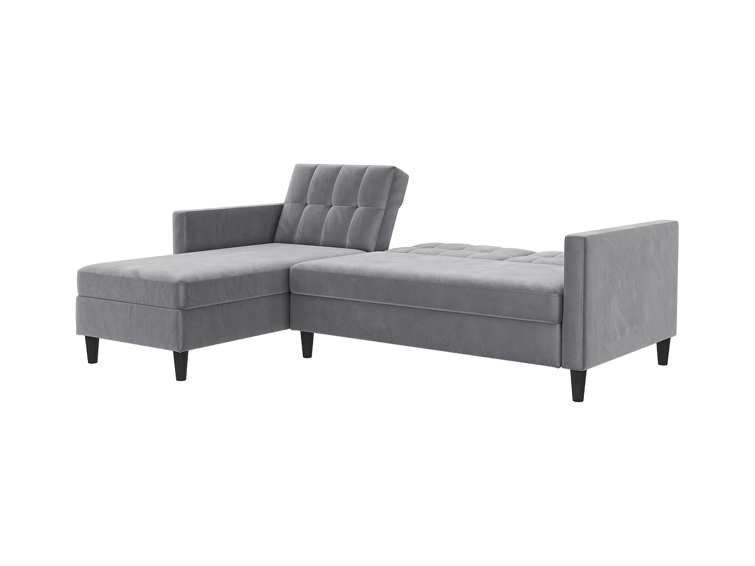 3-zits hoekbank in grijs fluweel