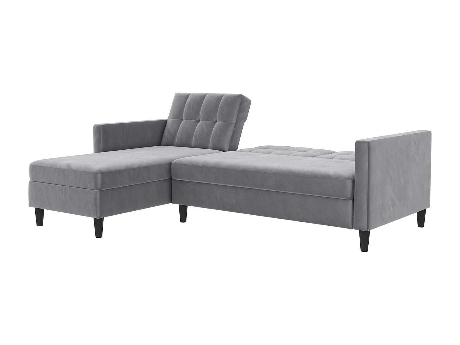 Hartford | Canapé-lit 3 places avec méridienne en velours gris