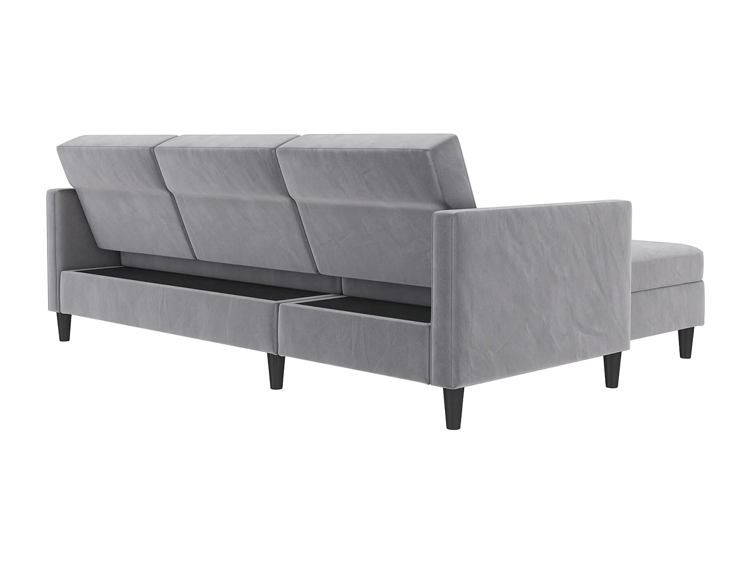 3-zits hoekbank in grijs fluweel