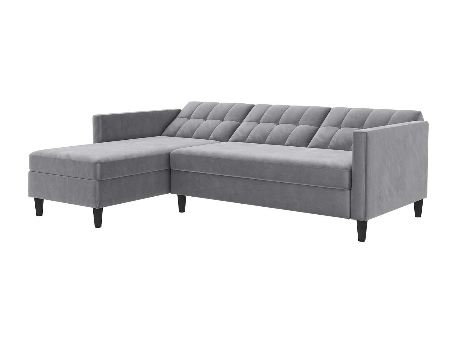 3-zits hoekbank in grijs fluweel