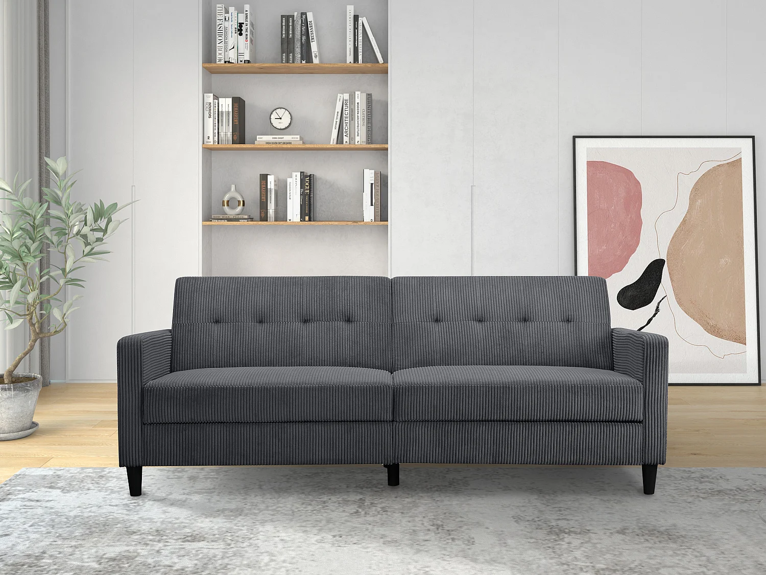 Hartford II | Sofabett 3 Sitzer in Anthrazit