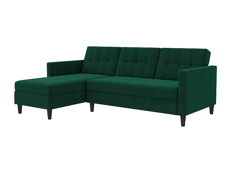 3-zits hoekslaapbank in donkergroen linnen