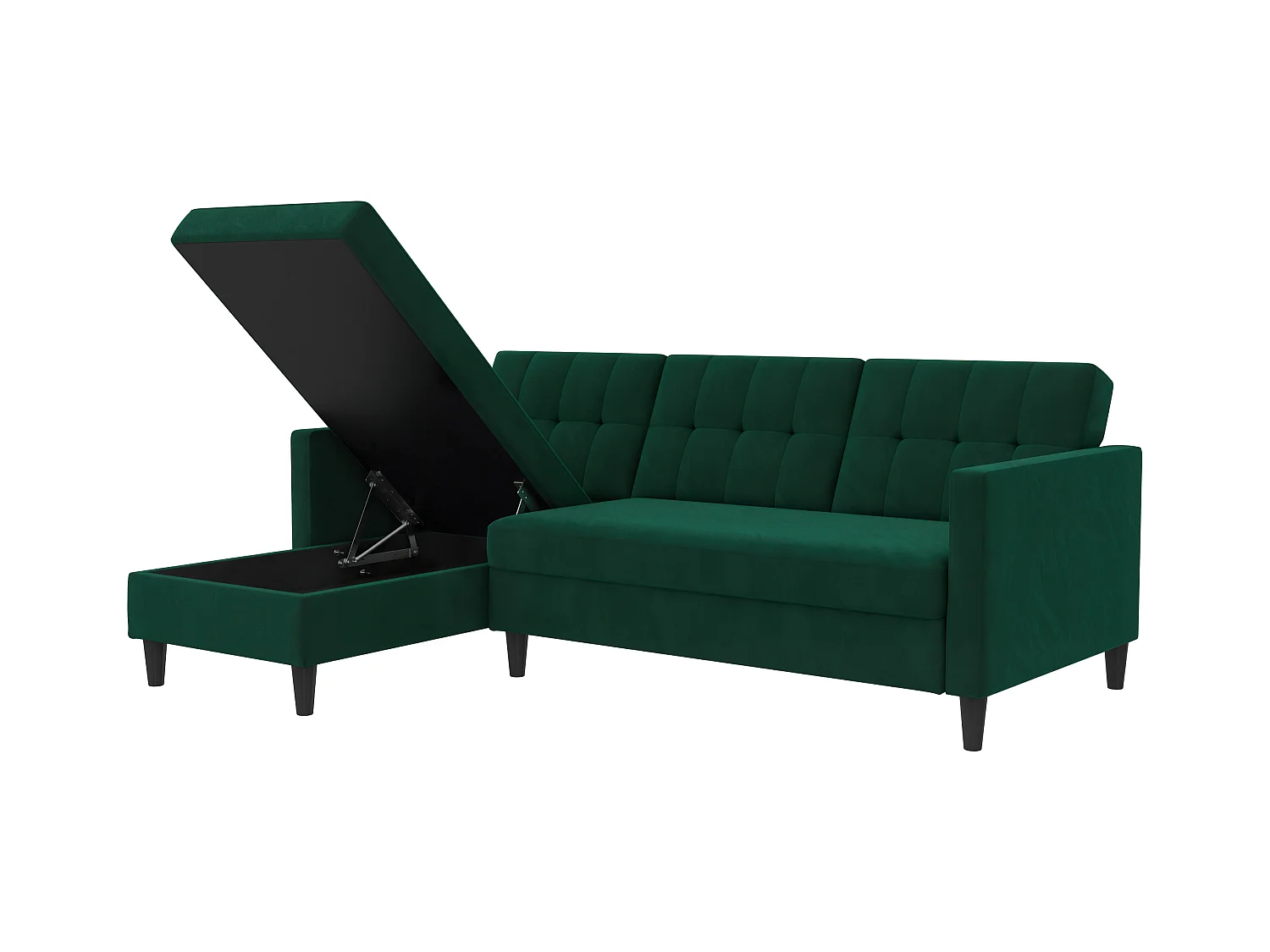 3-zits hoekslaapbank in donkergroen linnen