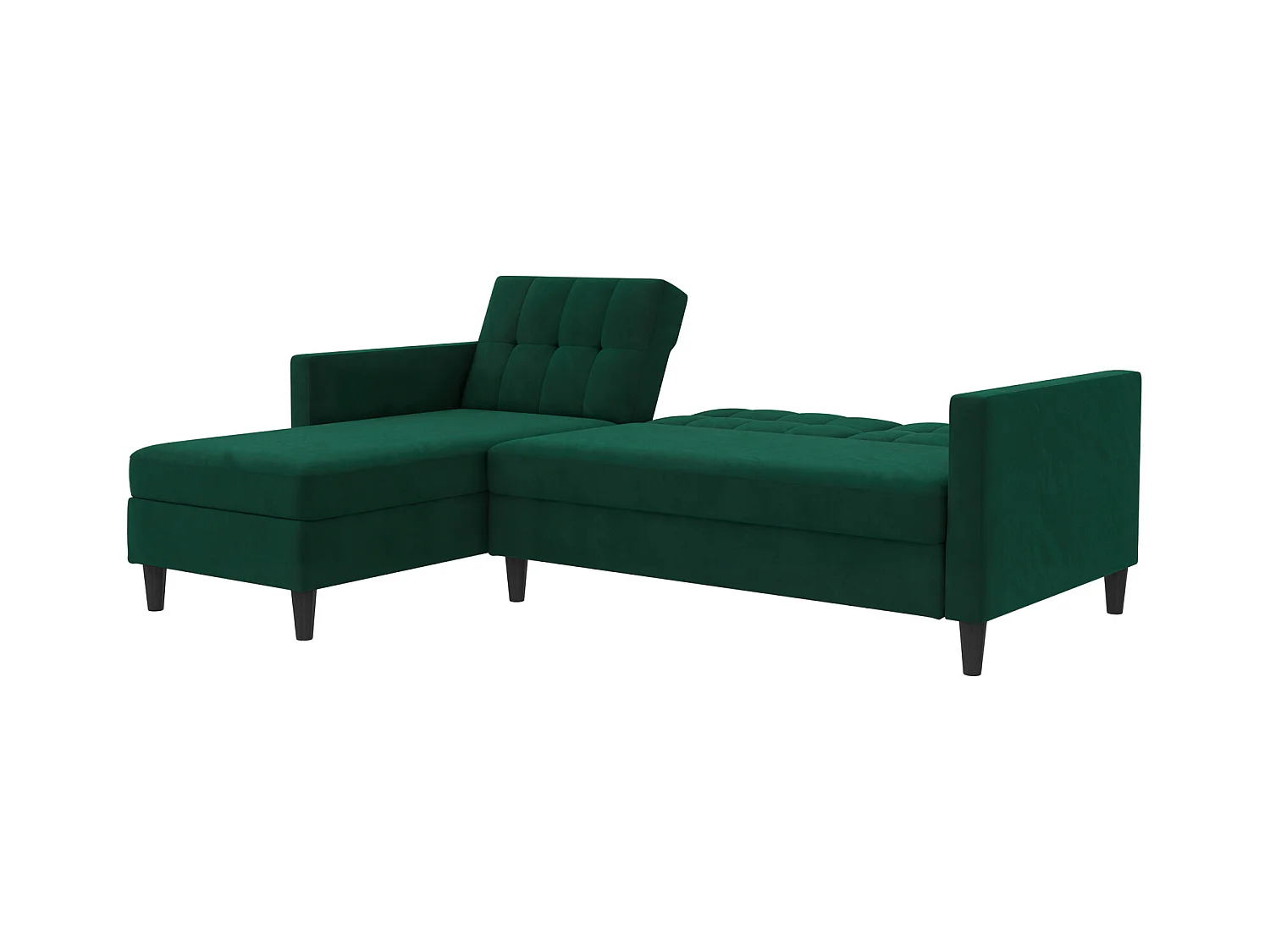 3-zits hoekslaapbank in donkergroen linnen