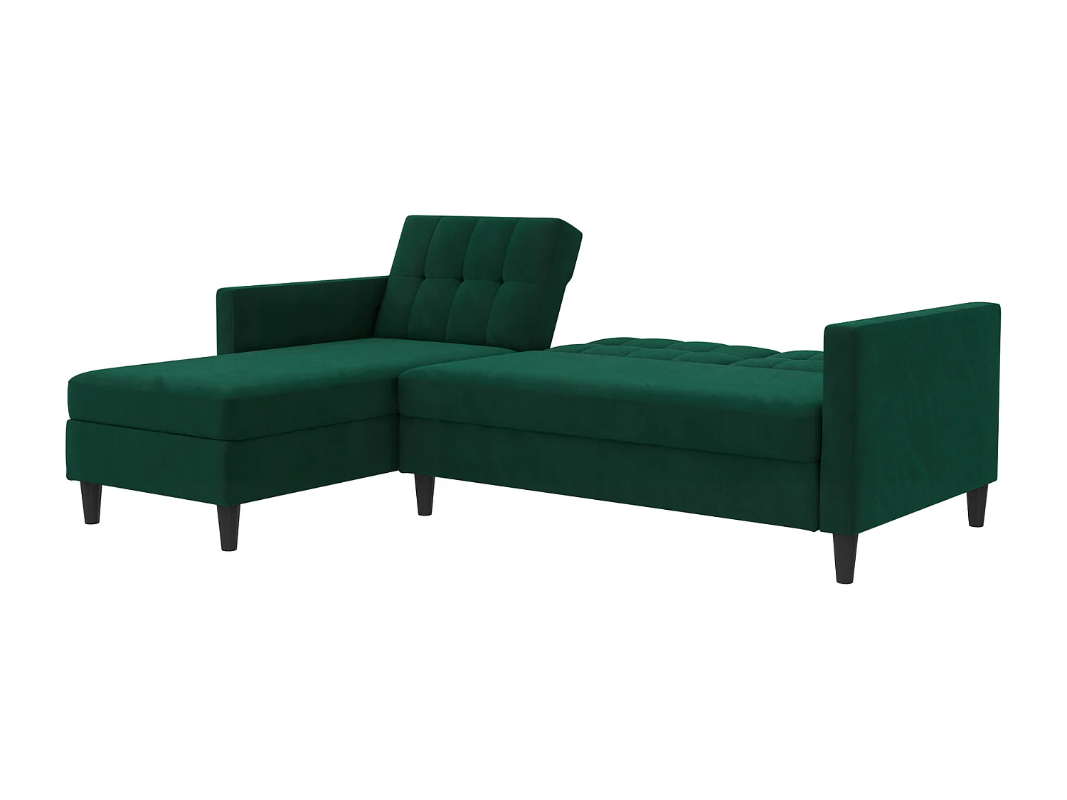 Hartford | Canapé lit 3 places avec méridienne en lin vert foncé