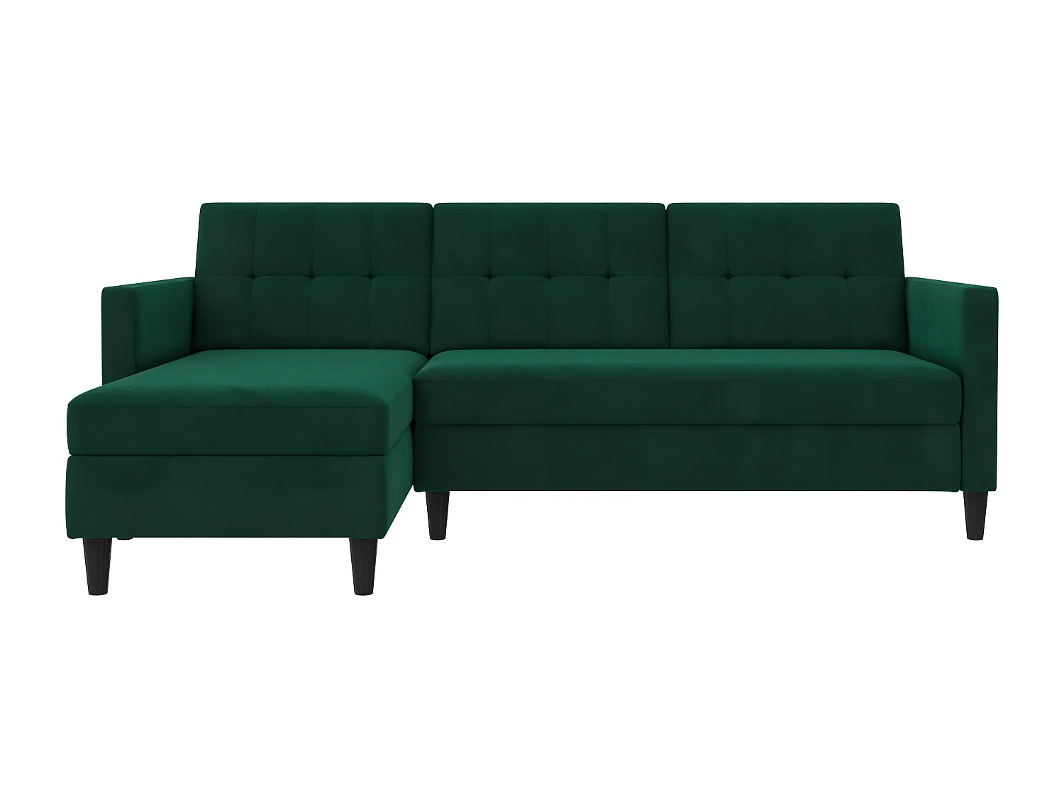 Hartford | Canapé lit 3 places avec méridienne en lin vert foncé