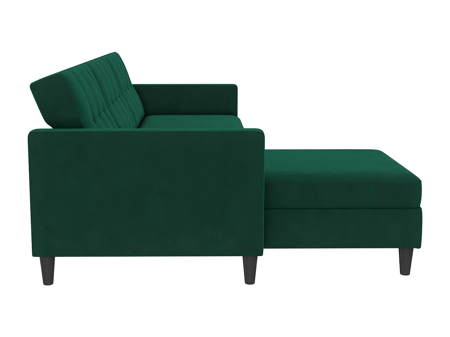 Hartford | Canapé lit 3 places avec méridienne en lin vert foncé