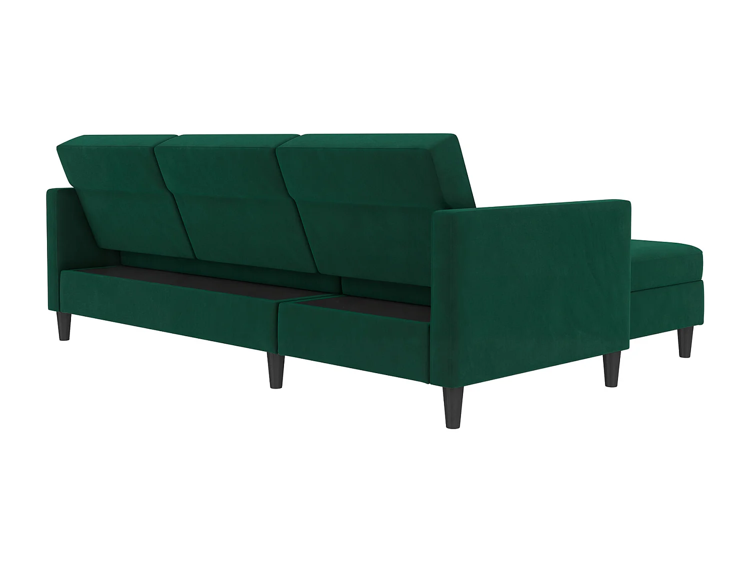 Hartford | Canapé lit 3 places avec méridienne en lin vert foncé