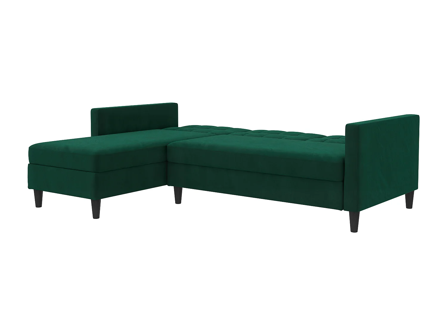 Hartford | Canapé lit 3 places avec méridienne en lin vert foncé