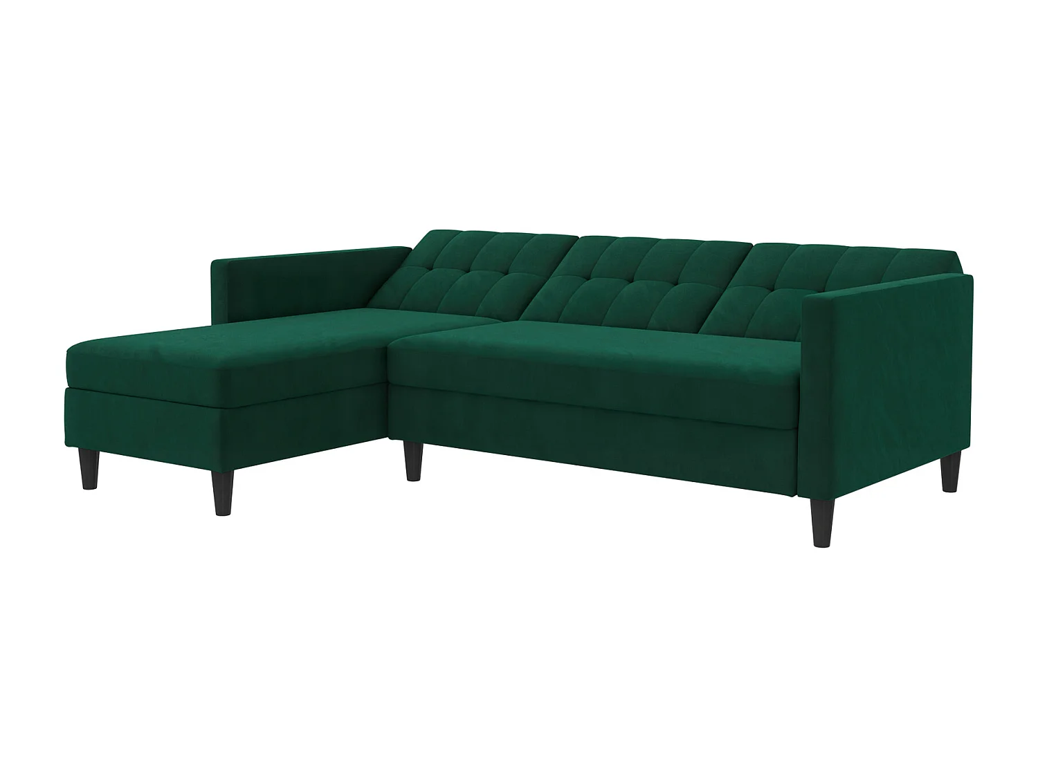 Hartford | Canapé lit 3 places avec méridienne en lin vert foncé