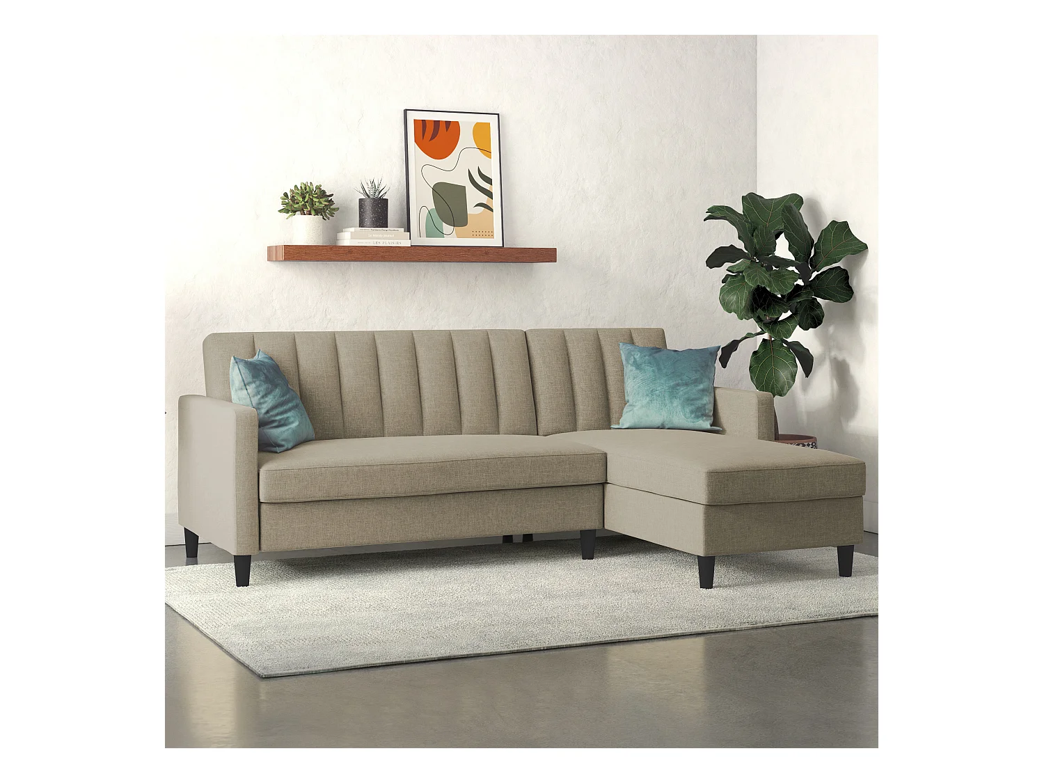 Celine | Canapé-lit 3 places avec méridienne en lin cappuchino