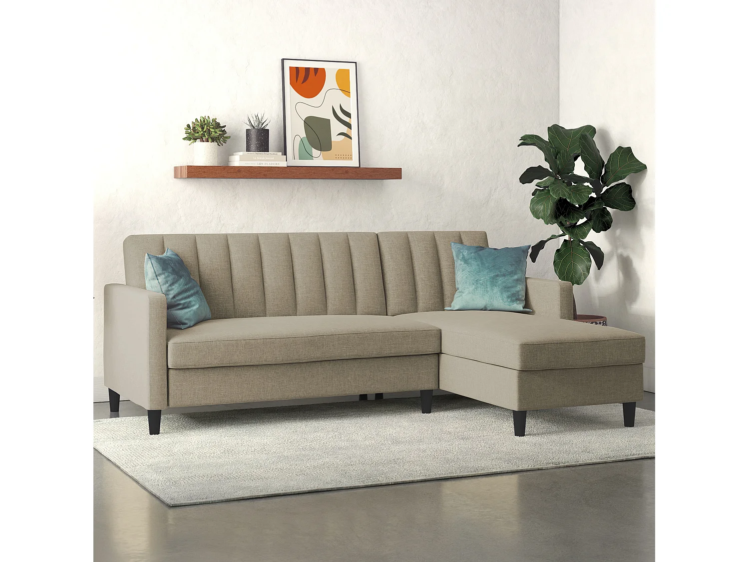 Celine | Canapé-lit 3 places avec méridienne en lin cappuchino