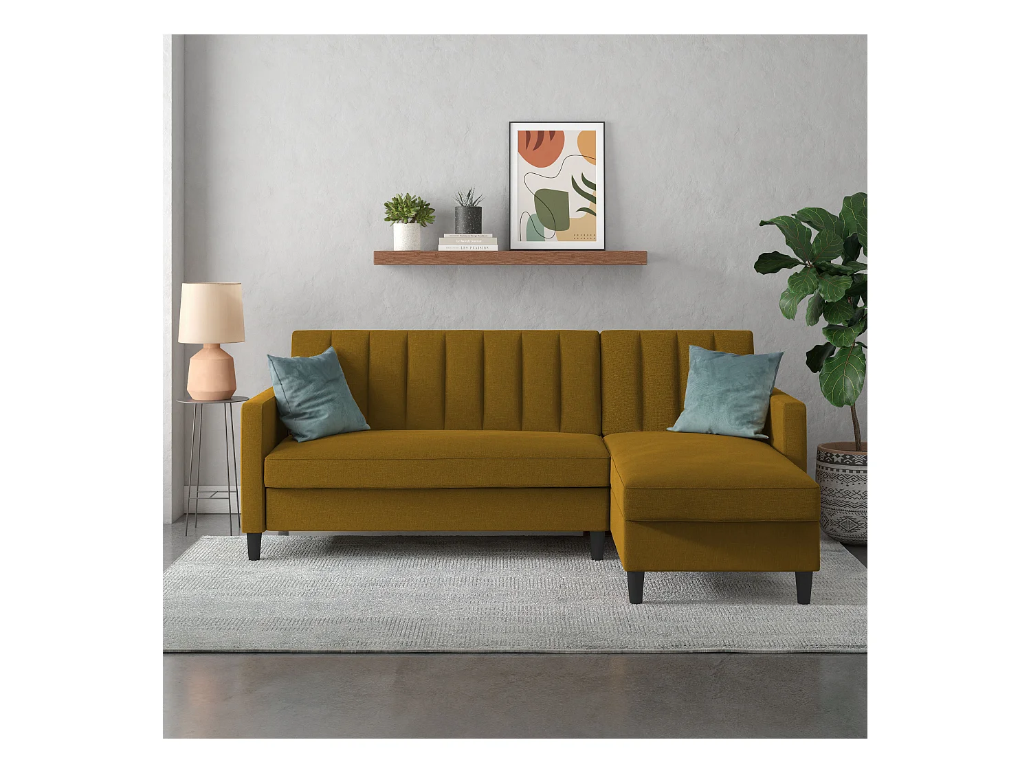 3-zits hoekslaapbank in curry stof
