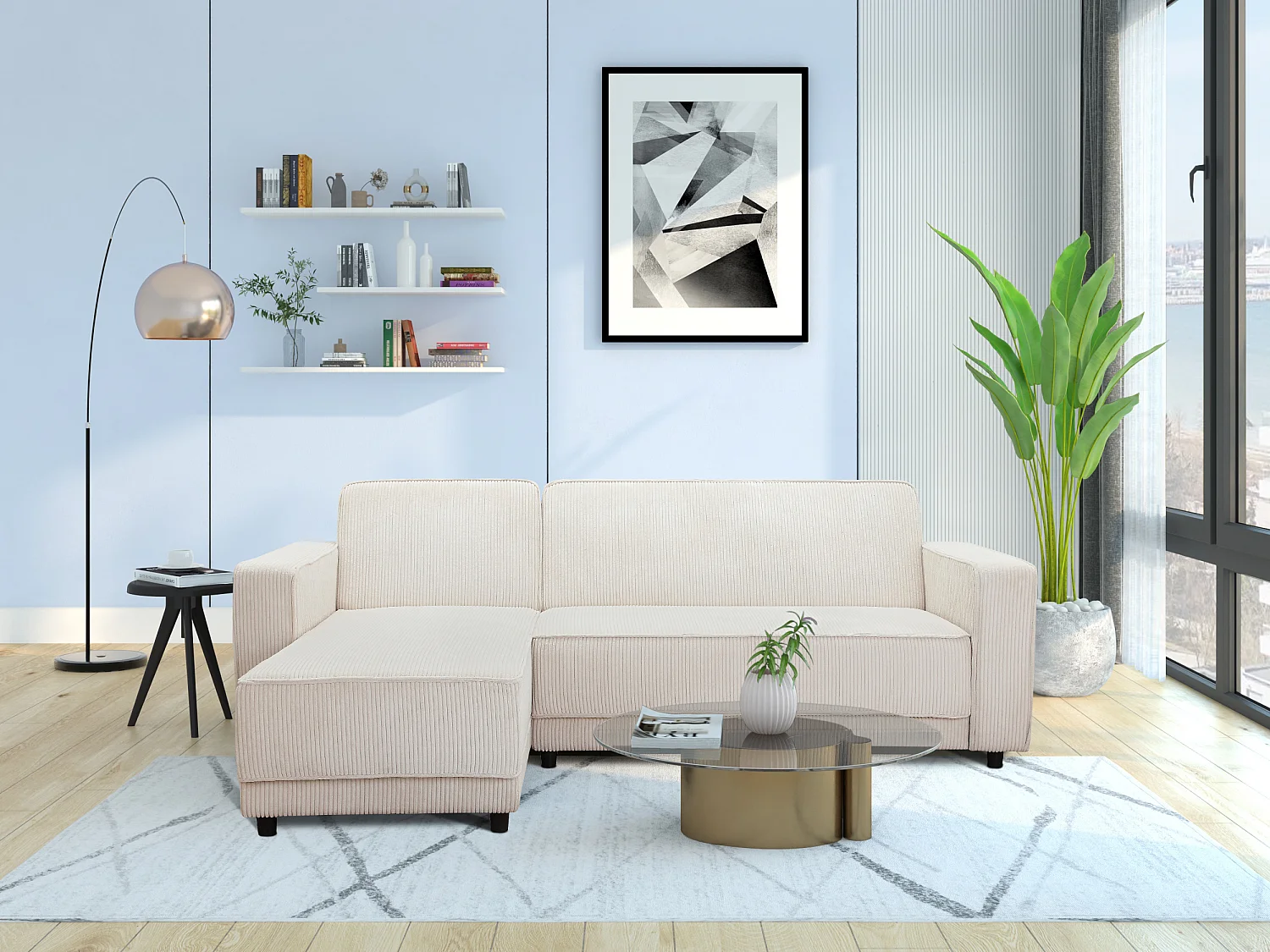 Allie | Sofabed L-Shape en tissu crème