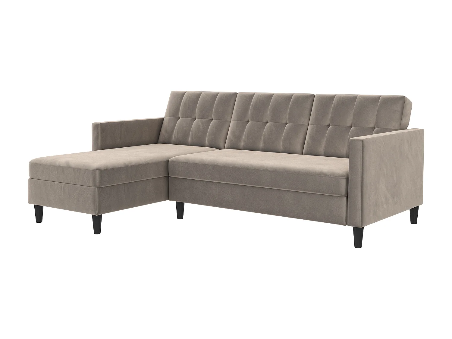 3-zits hoekbank in taupe fluweel