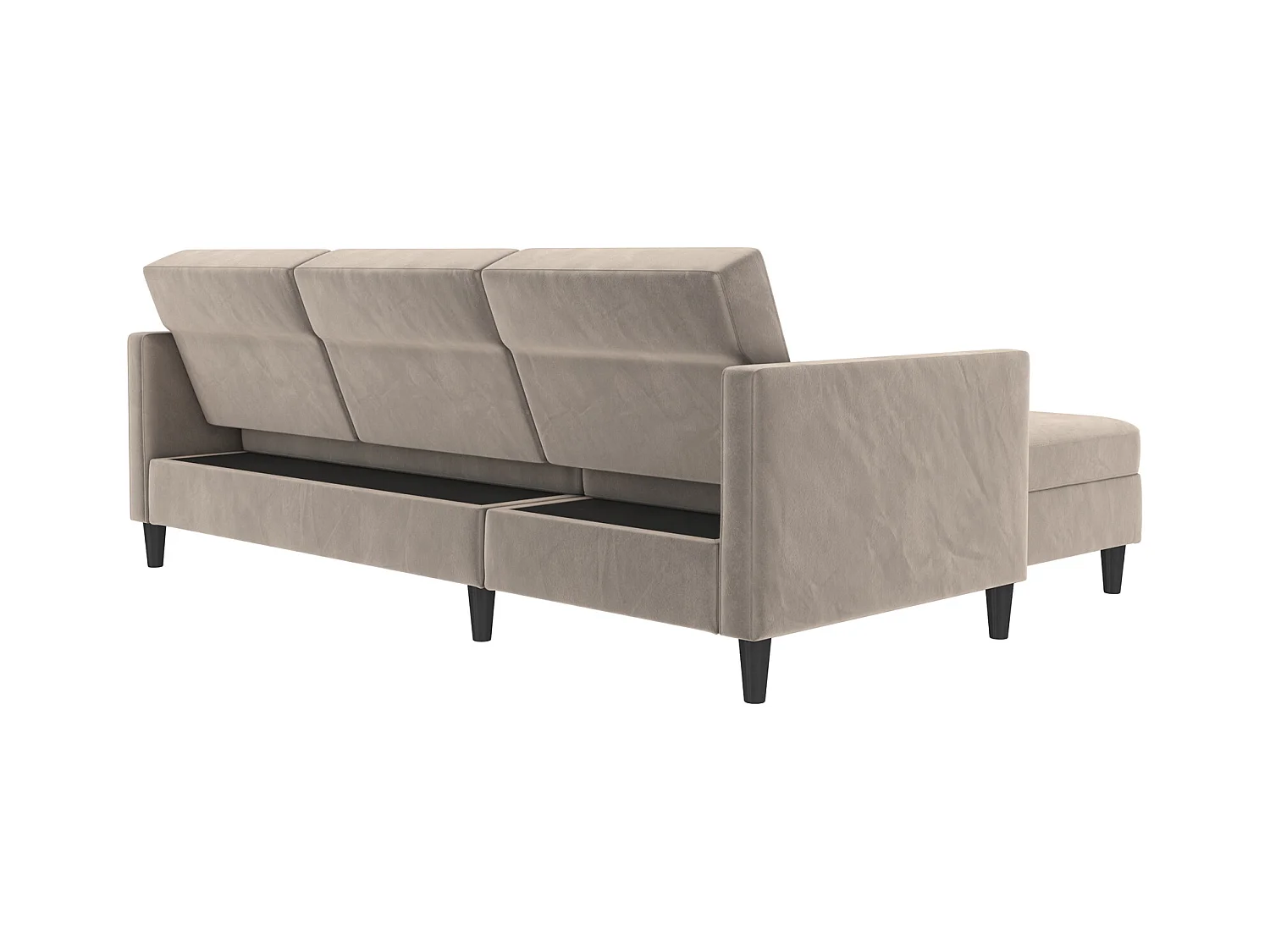 3-zits hoekbank in taupe fluweel