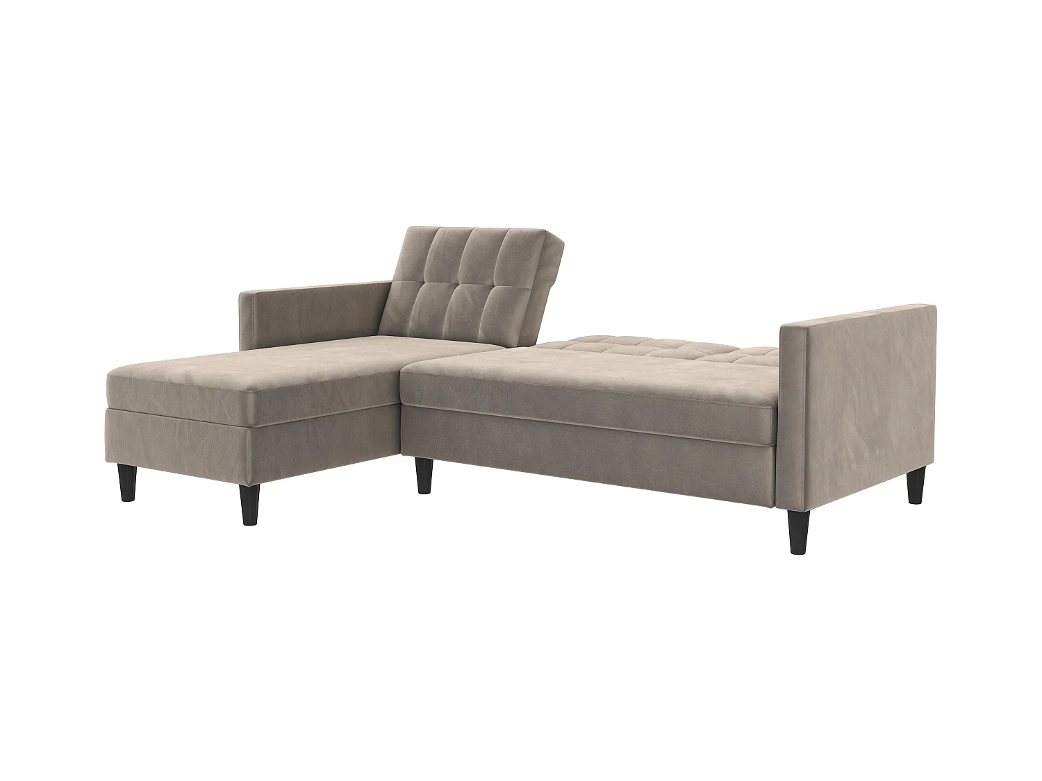 3-zits hoekbank in taupe fluweel