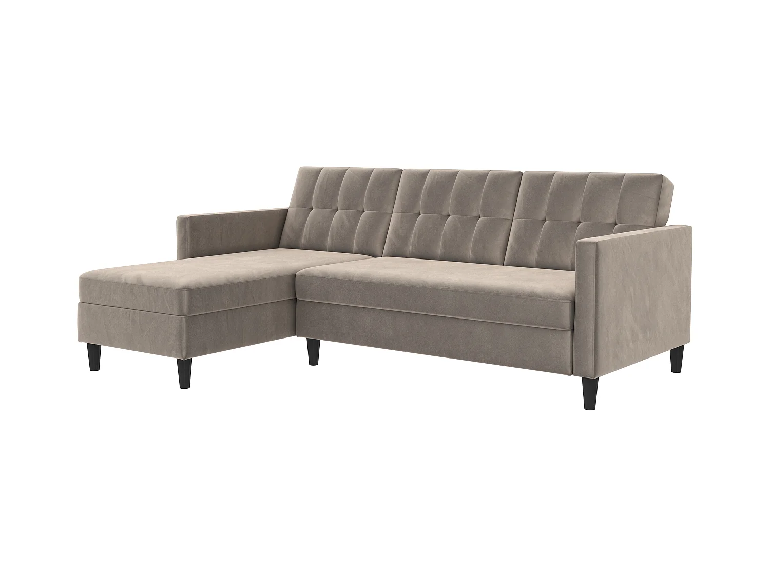 Hartford | Canapé convertible 3 places avec méridienne en velours taupe