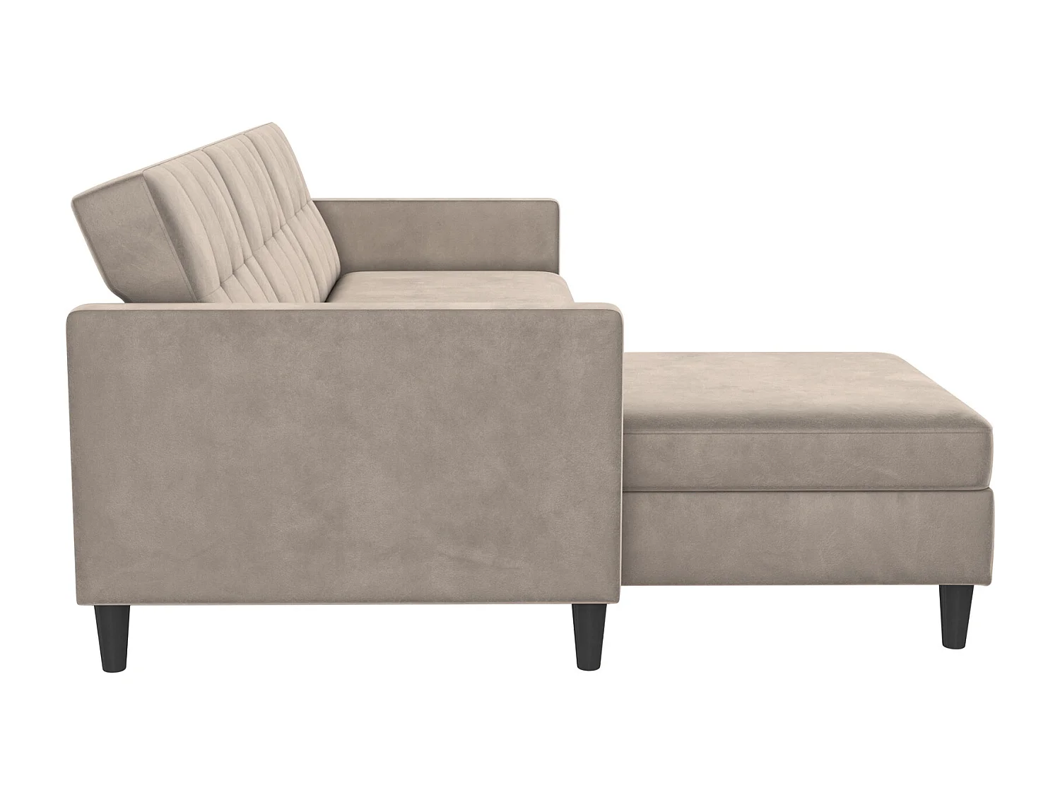 Hartford | Canapé convertible 3 places avec méridienne en velours taupe