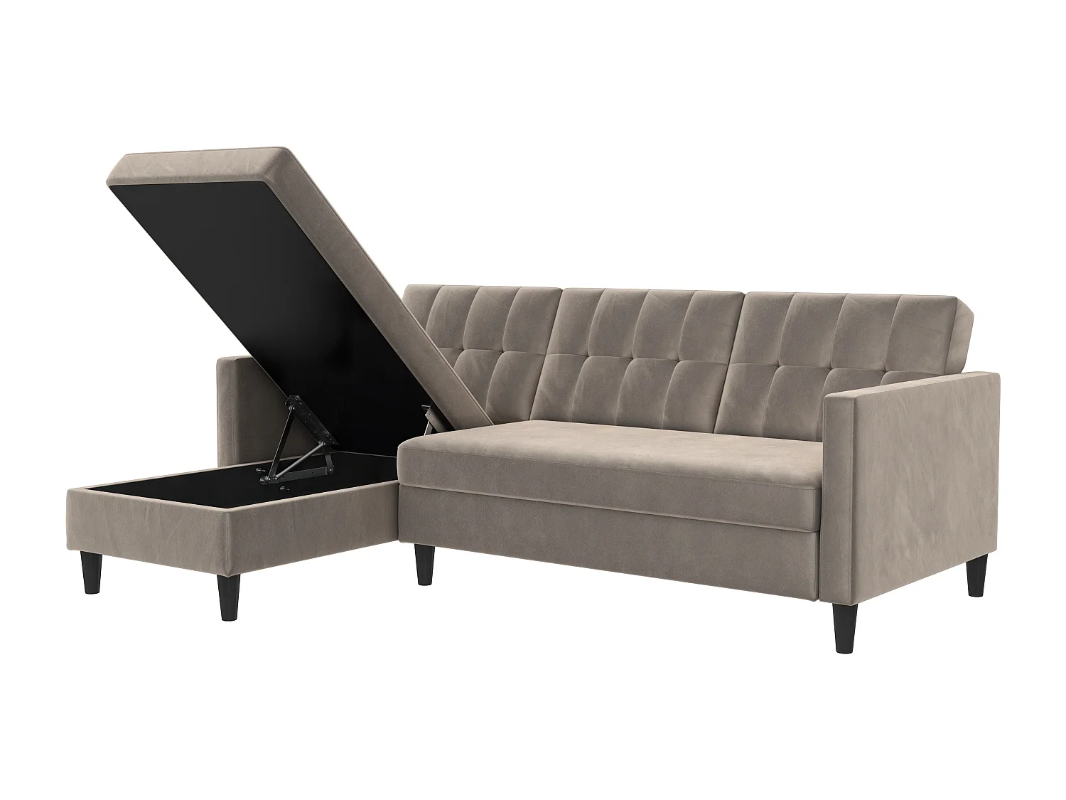 Hartford | Canapé convertible 3 places avec méridienne en velours taupe