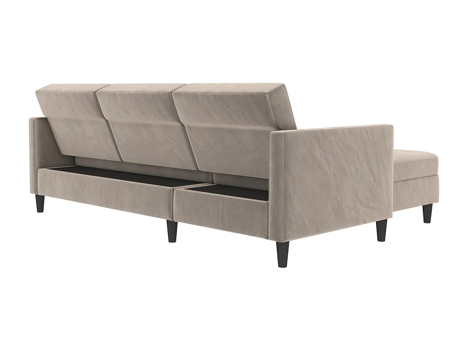 Hartford | Canapé convertible 3 places avec méridienne en velours taupe