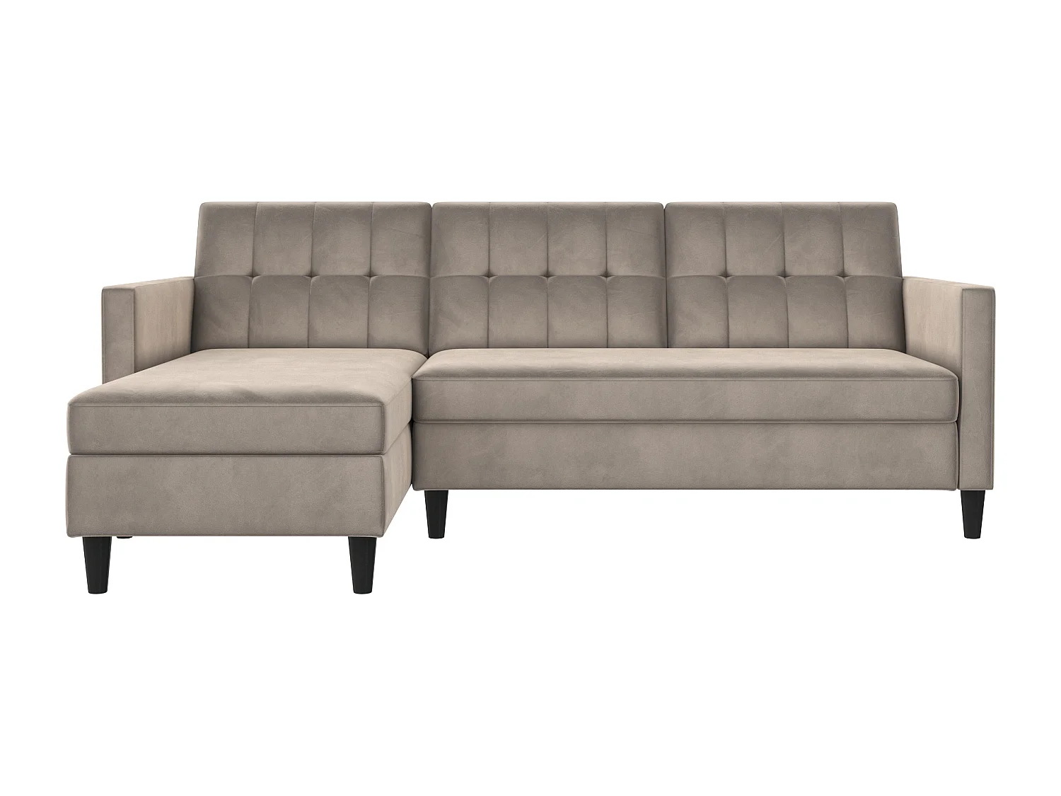 Hartford | Canapé convertible 3 places avec méridienne en velours taupe