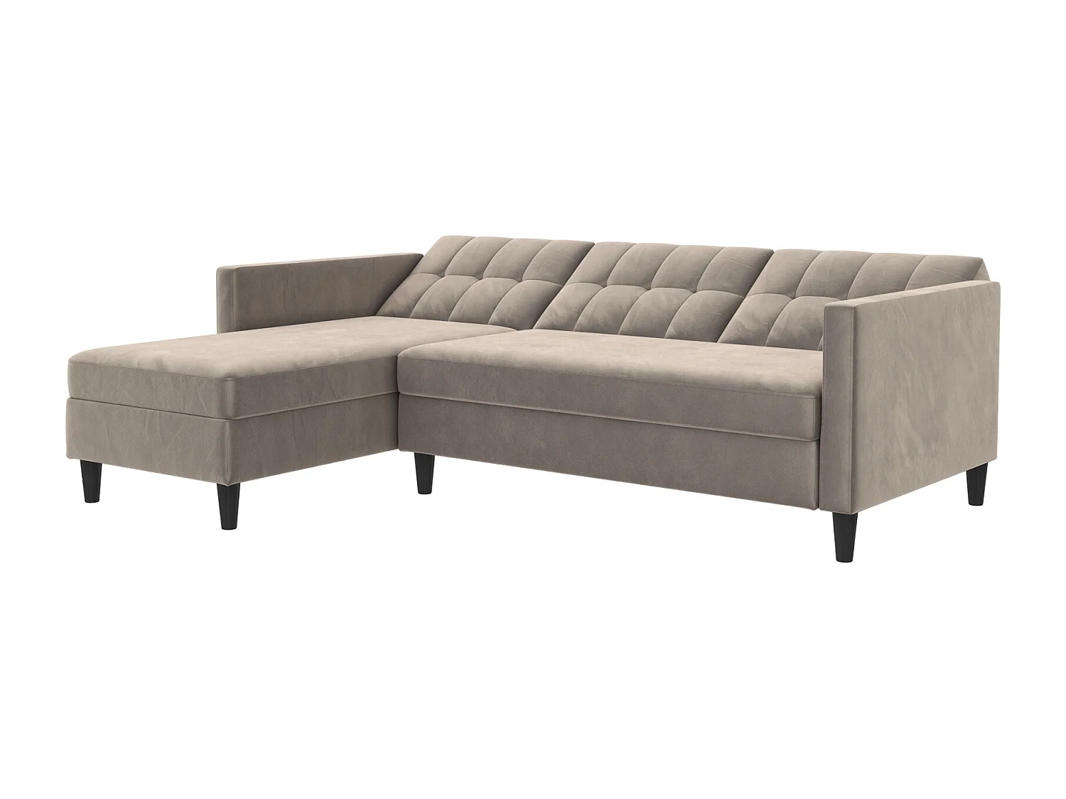 Hartford | Canapé convertible 3 places avec méridienne en velours taupe