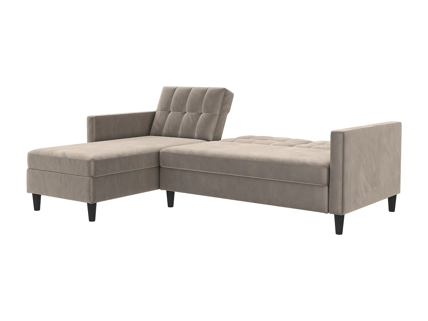 Hartford | Canapé convertible 3 places avec méridienne en velours taupe