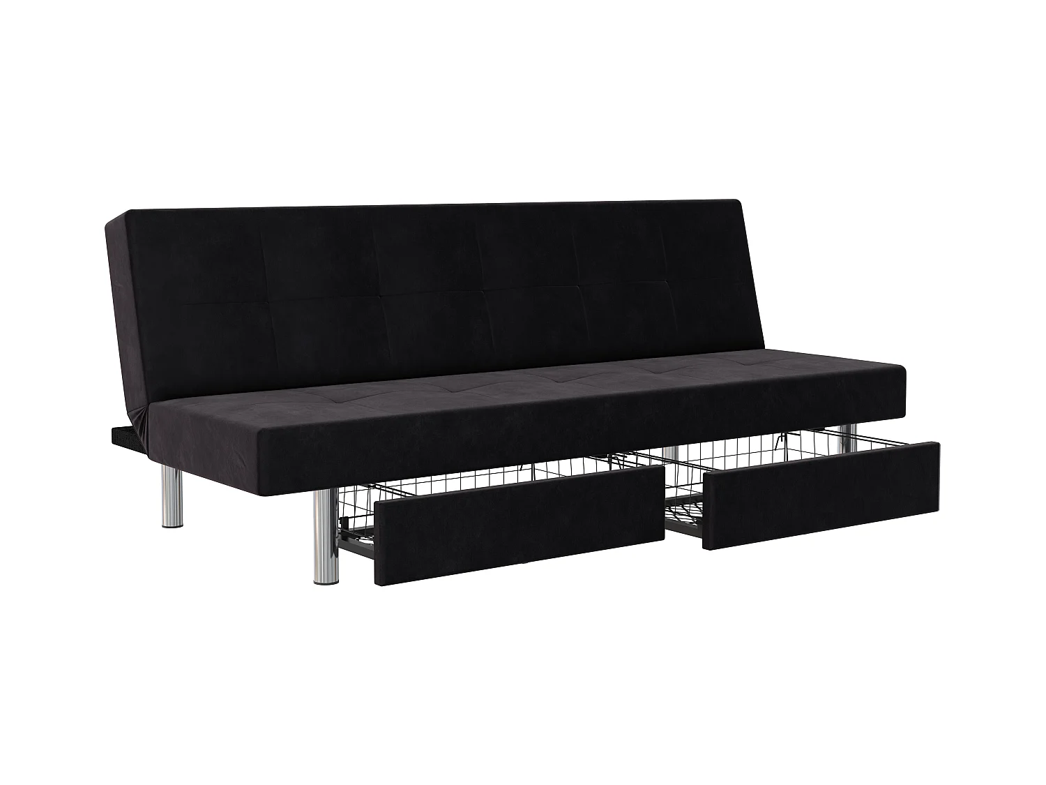 Erica | Futon avec rangement en microfibre anthracite