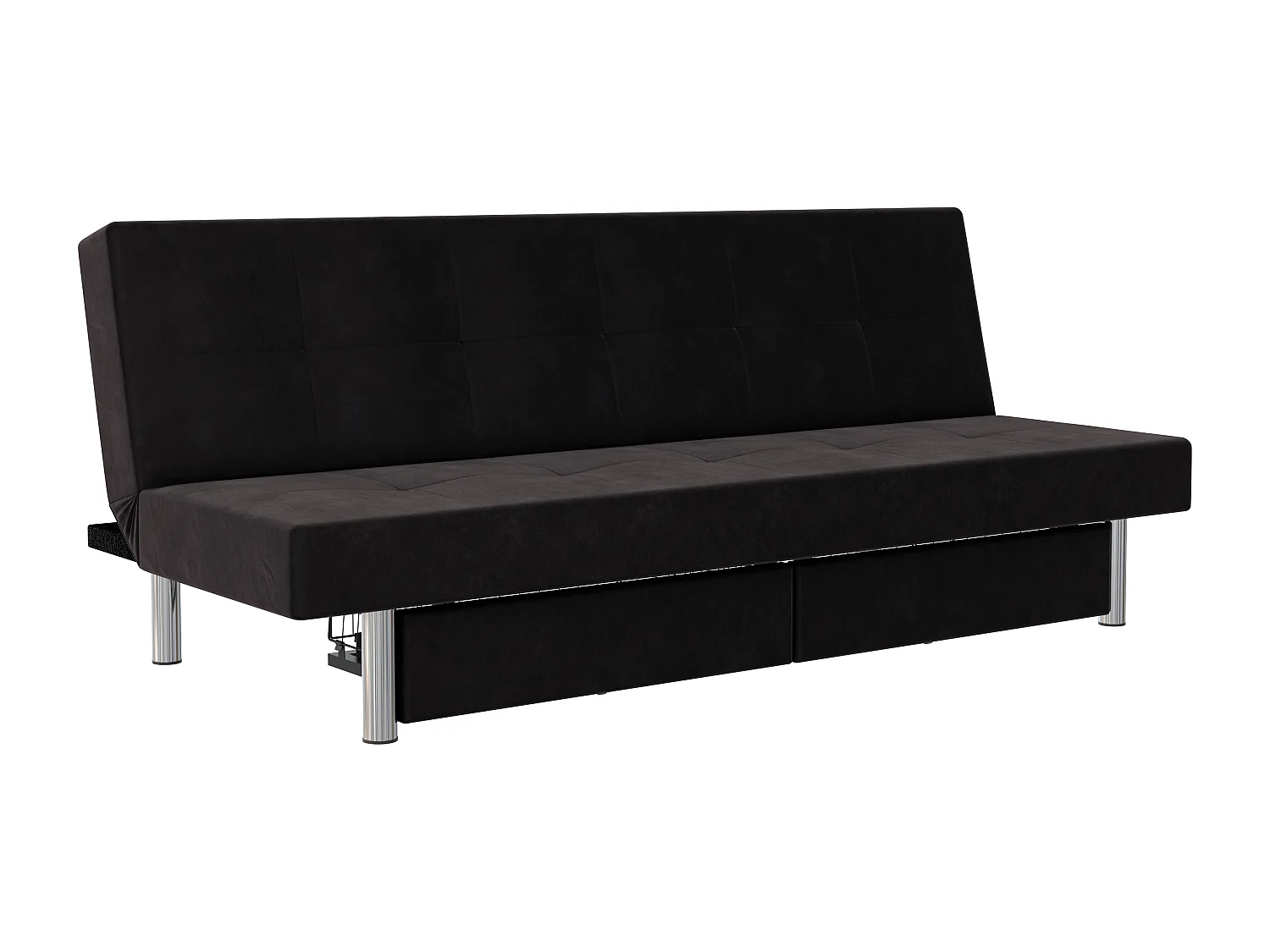 Erica | Futon avec rangement en microfibre anthracite