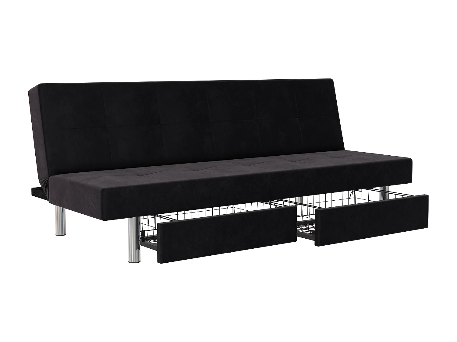 Erica | Futon avec rangement en microfibre anthracite