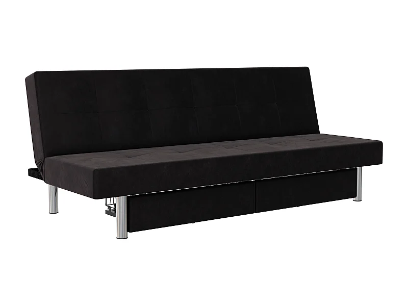 Erica | Futon avec rangement en microfibre anthracite