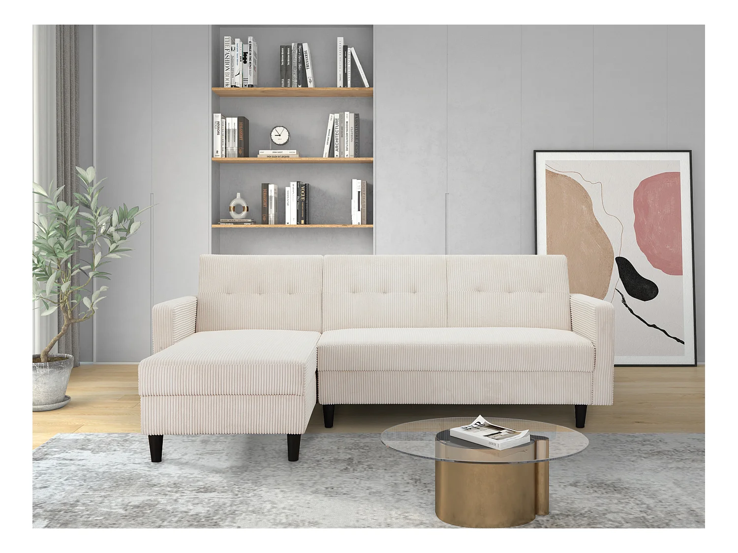 Hartford II | Slaapbank met opbergruimte in crème