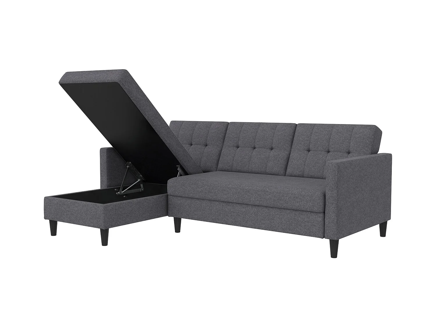 3-zits hoekslaapbank in grijs linnen