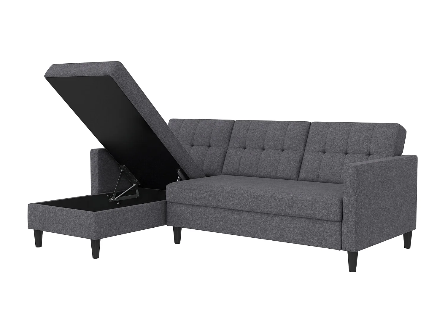 Hartford | Canapé lit 3 places avec méridienne en lin gris