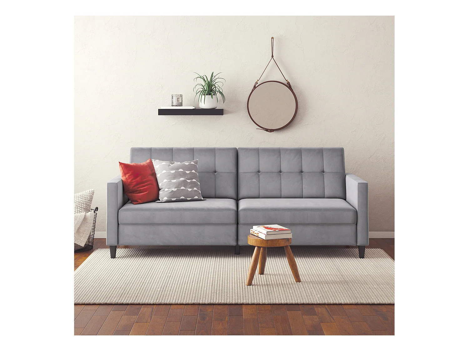 Hartford | Canapé convertible 3 places en velours gris