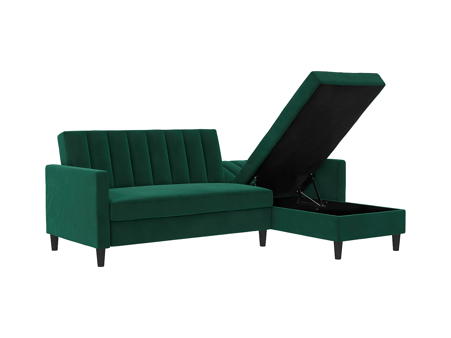 Celine | Canapé-lit 3 places avec méridienne en velours vert foncé