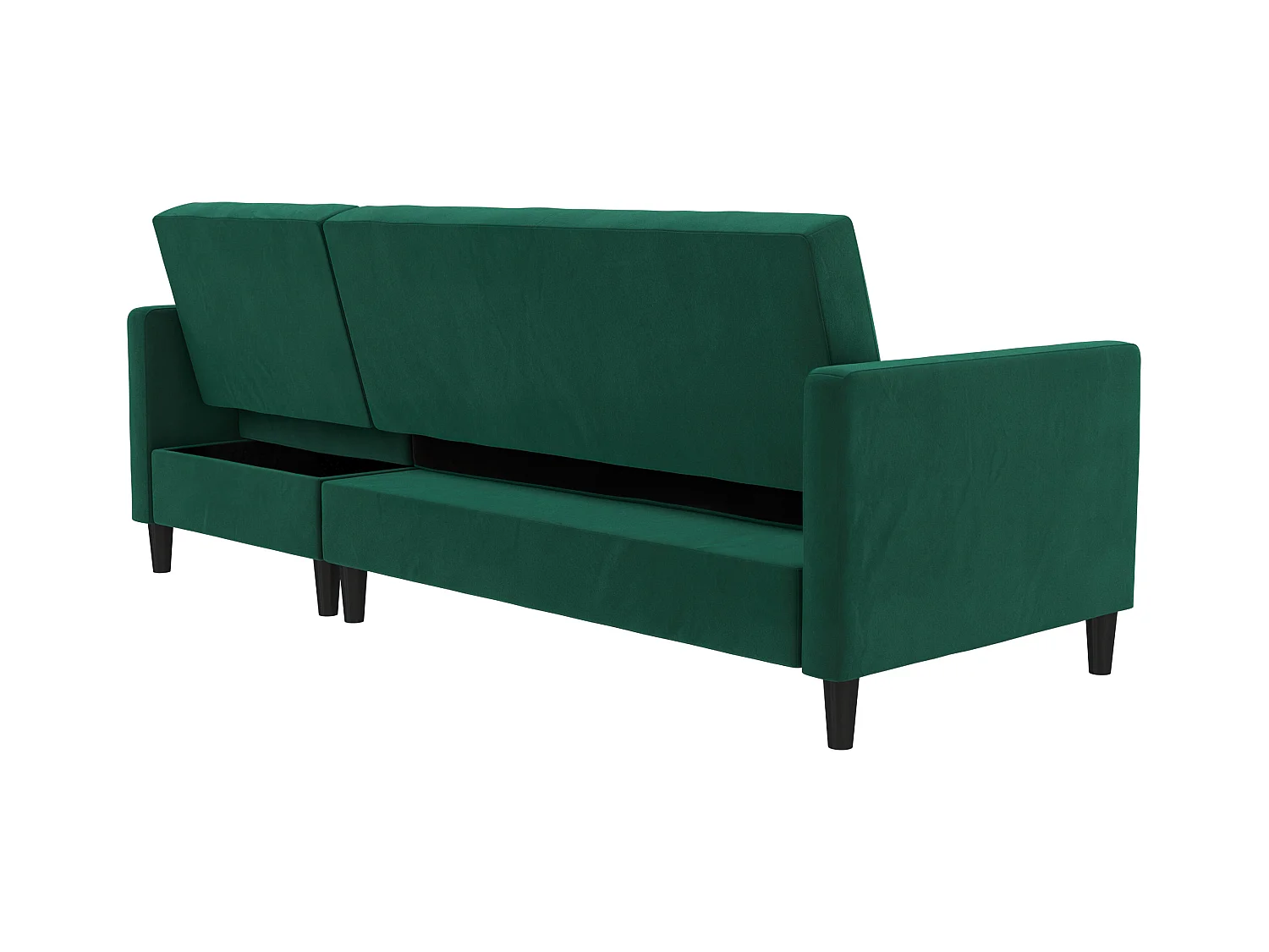 Celine | Canapé-lit 3 places avec méridienne en velours vert foncé