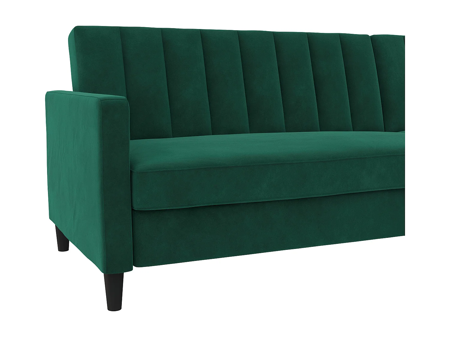 Celine | Canapé-lit 3 places avec méridienne en velours vert foncé